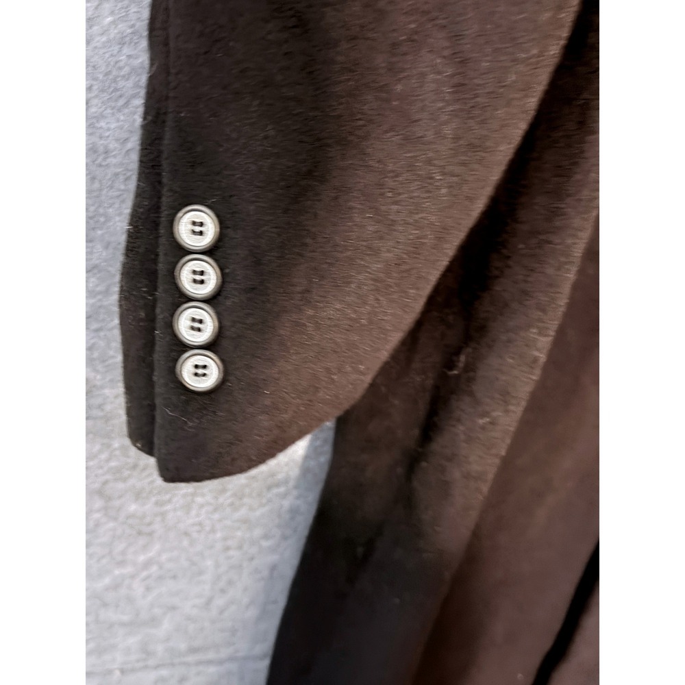 London Fog Overcoat 45R Black Wool Blend Long Trench Coat Classic Professional - Picture 8 of 8